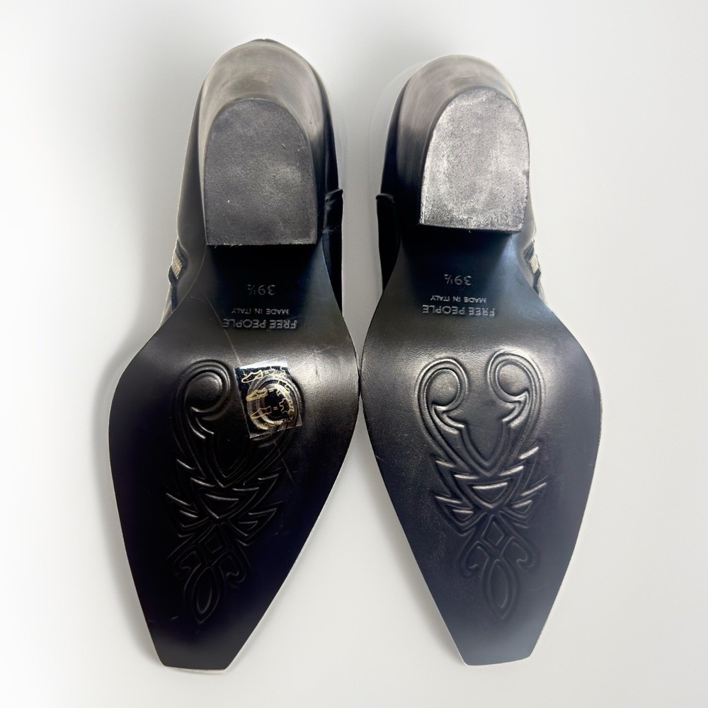 NEW Free People Brayden Black Western Boot Sz 9-9.5 Silver Toe Cowgirl Country - Picture 12 of 15